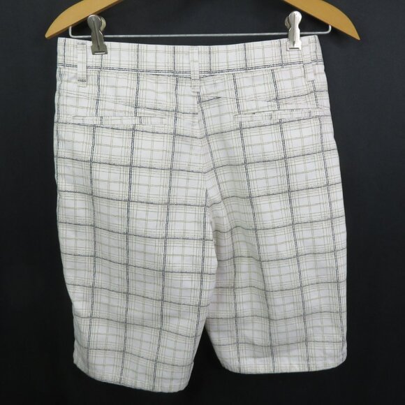 Volcom  Shorts Size 18 Youth 29x10  Plaid White Black Tan Cotton Blend - Picture 4 of 10